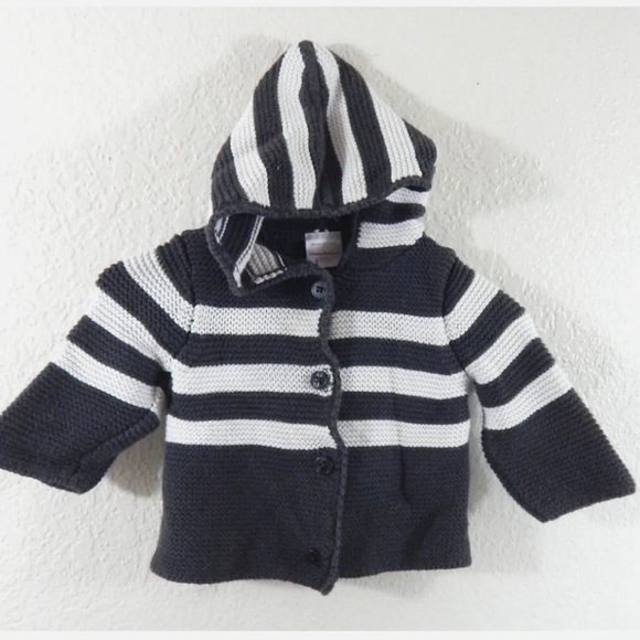 Hanna Andersson Gray White Striped Sweater - Picture 1 of 3